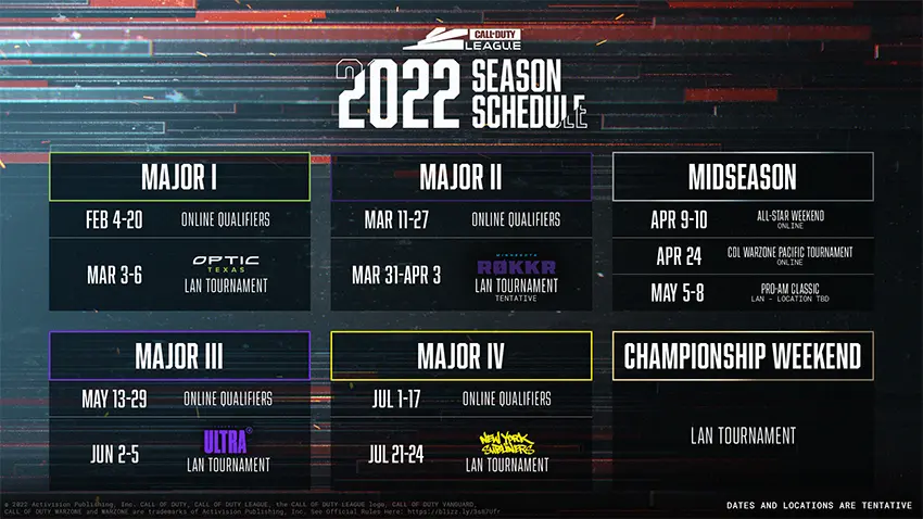 Call Of Duty League Esports Events Calendar 2022 - CDL